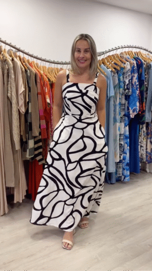 Vestido de Bolso preto e branco